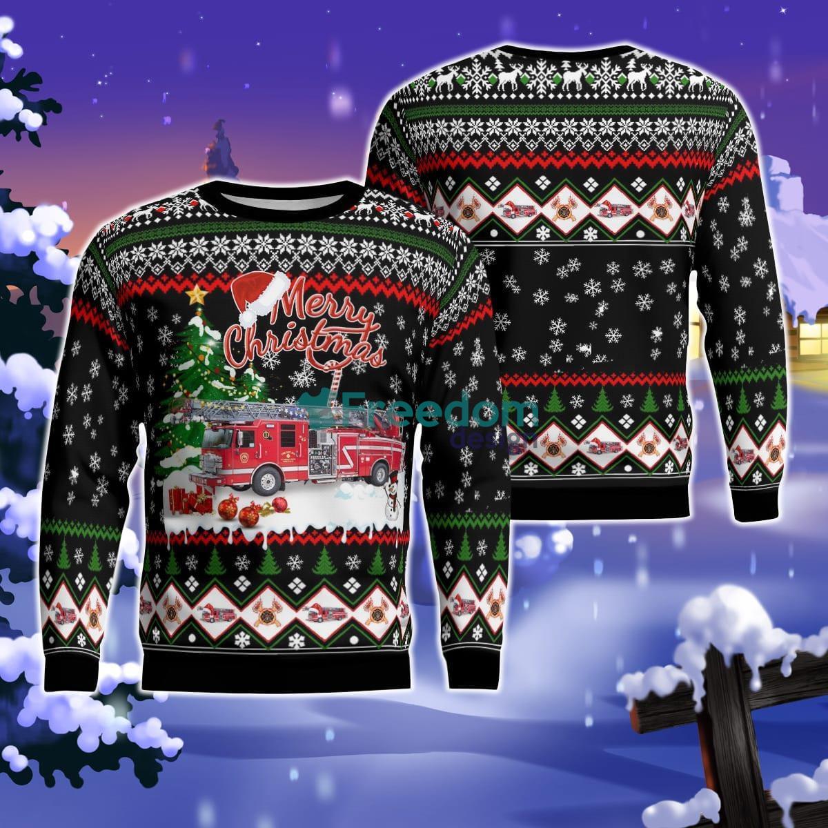 Mandeville, Louisiana, St Tammany Fire Protection District No.4 Christmas AOP Ugly Sweater For Men Women Product Photo 1