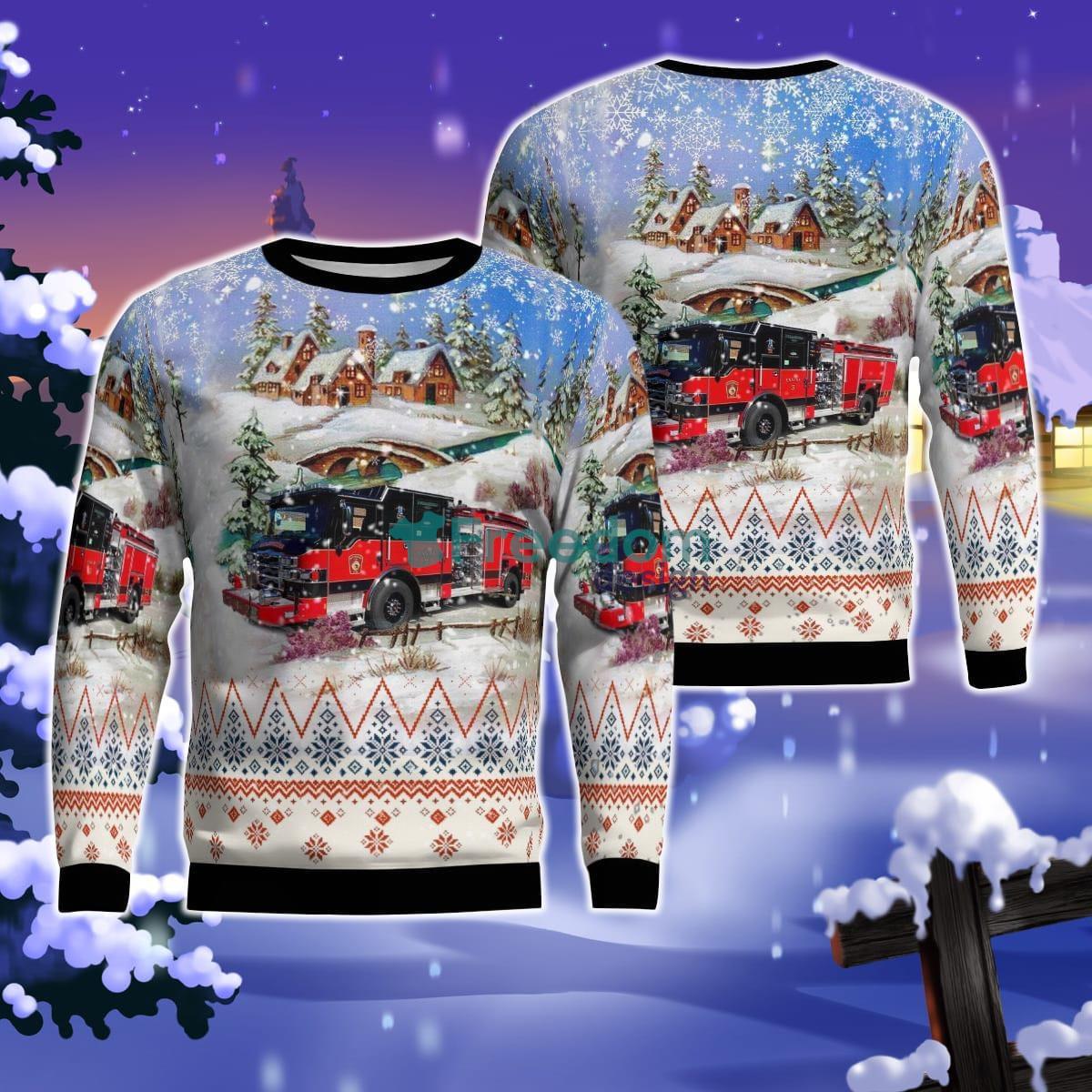 Marlborough Fire Department, Marlborough, Massachusetts Christmas AOP Ugly Sweater For Men Women Product Photo 1