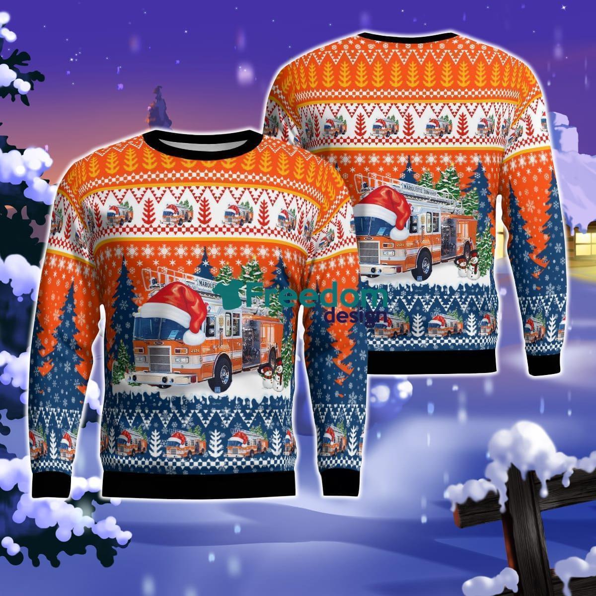 Marquette Township Fire & Rescue, Marquette, Michigan Christmas AOP Ugly Sweater For Men Women Product Photo 1