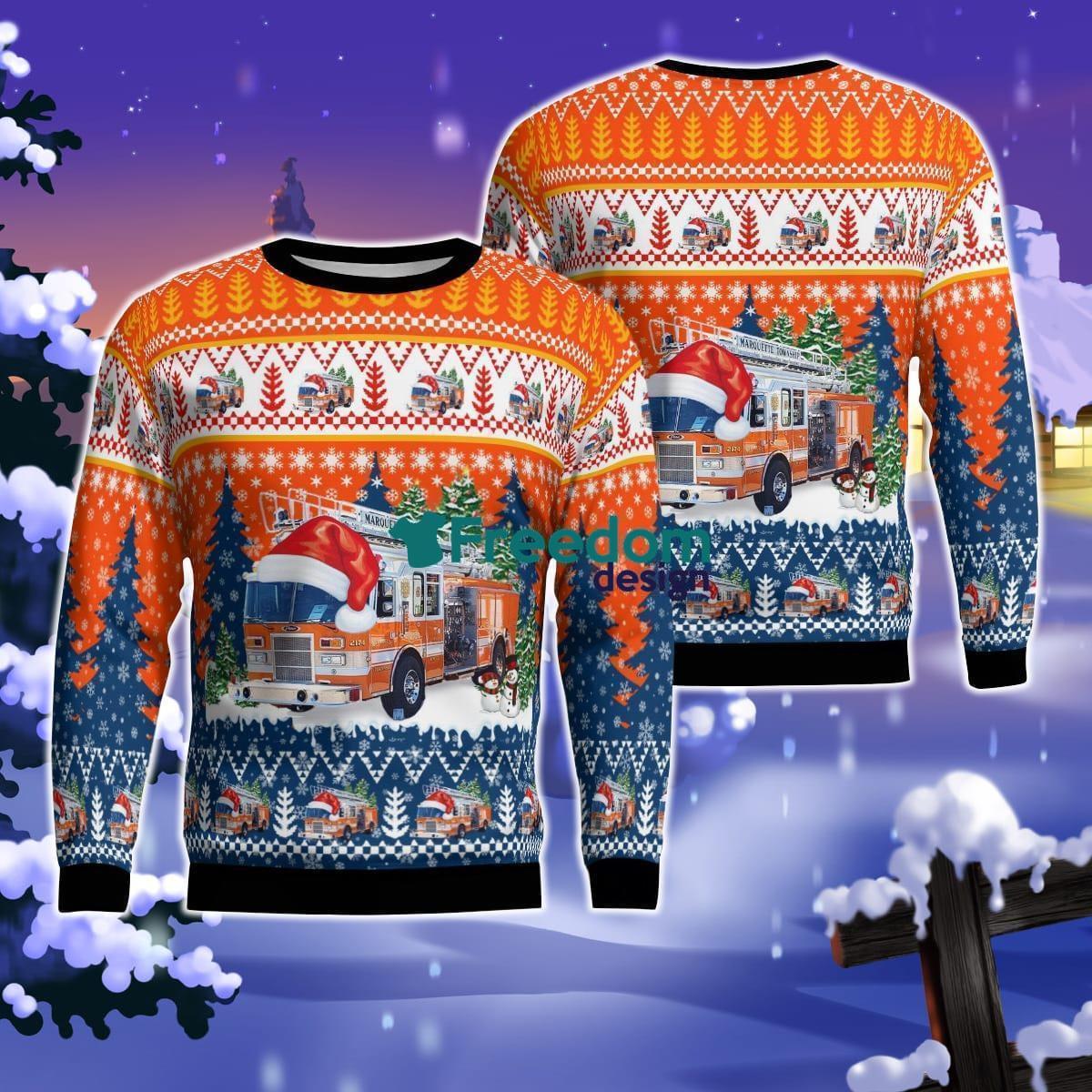 Marquette Township Fire & Rescue, Marquette, Michigan Christmas AOP Ugly Sweater Product Photo 1