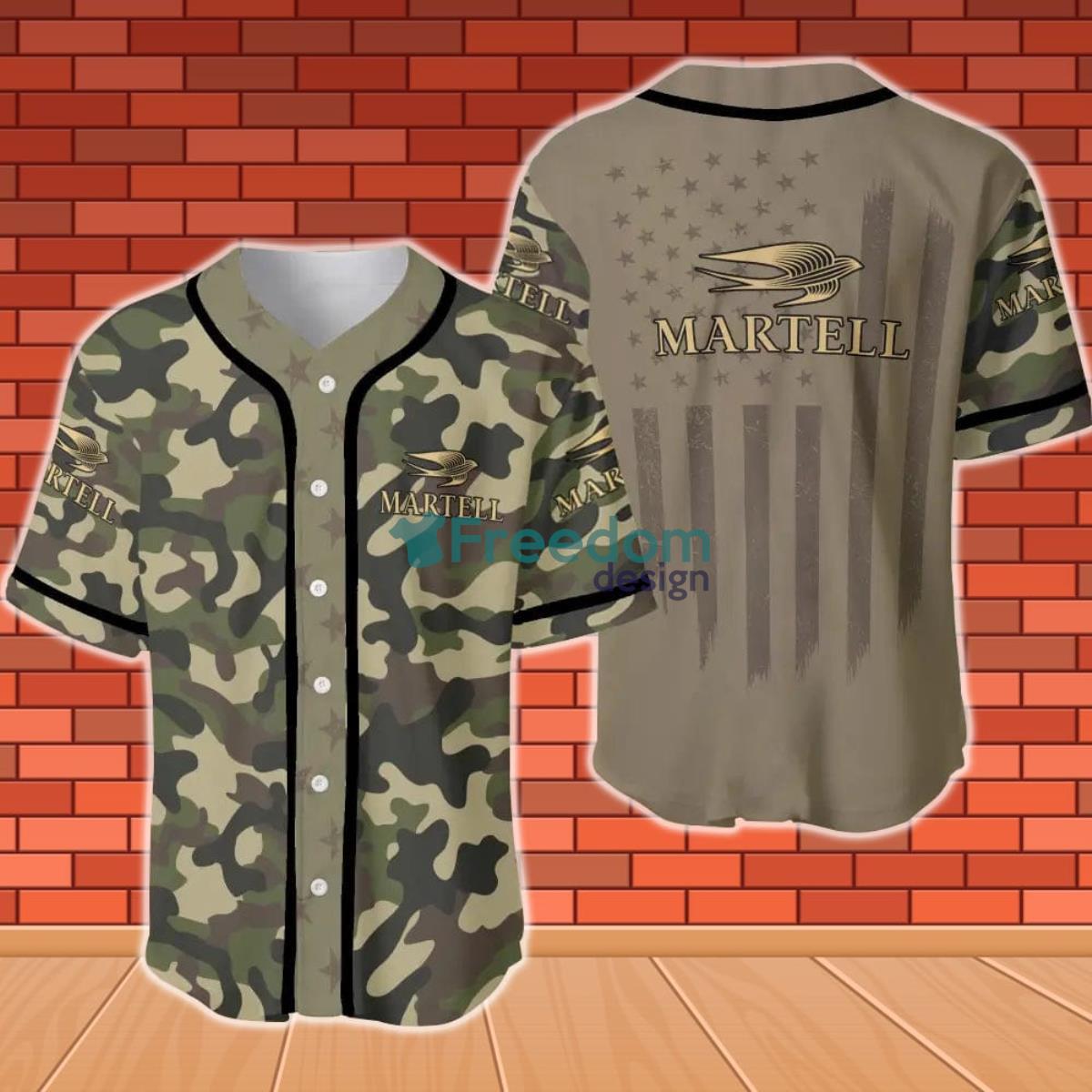 Martell Camouflage Green United States Flag Baseball Jersey Product Photo 1