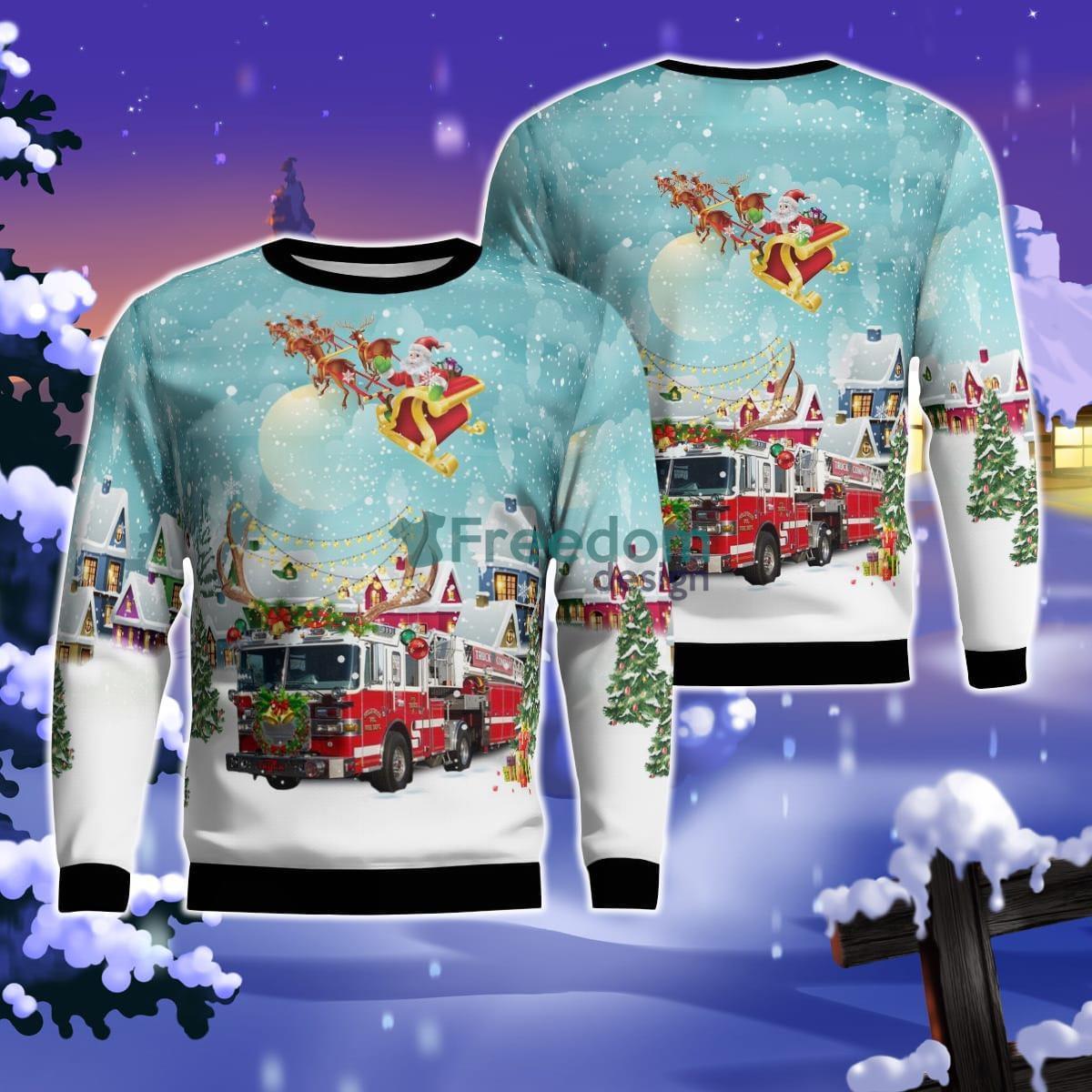 Maryland, Hollywood Volunteer Fire Department Christmas Ugly Sweater For Men Women Product Photo 1