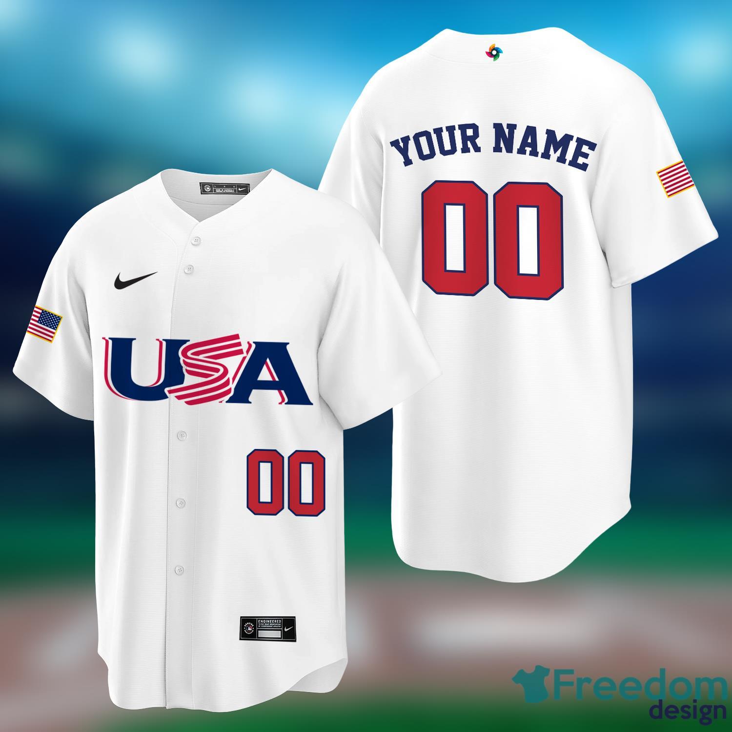 Men's USA White Baseball Jersey Shirt 2023 World Custom Number And
