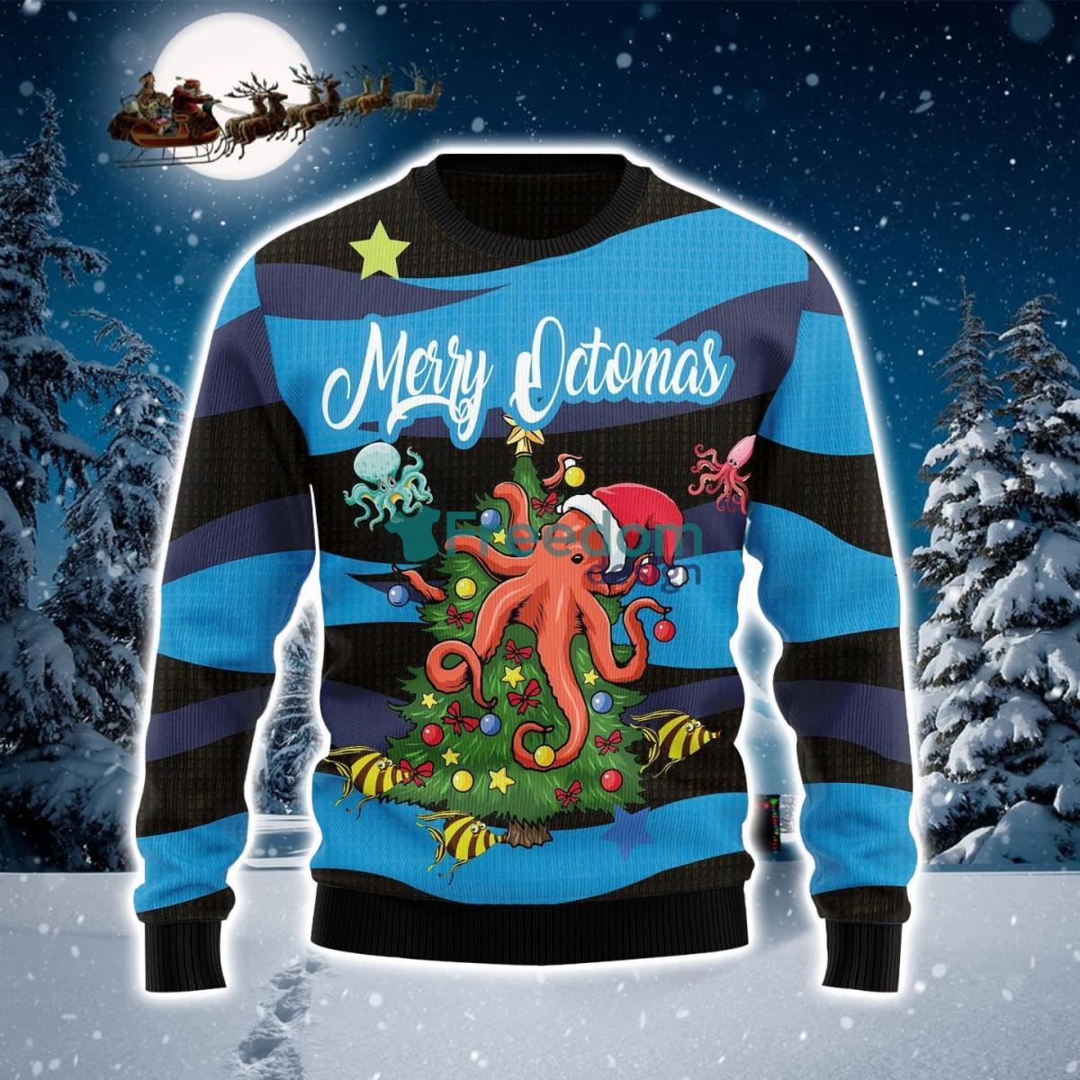 Merry Octomas And Tree Ugly Christmas Sweater Product Photo 1