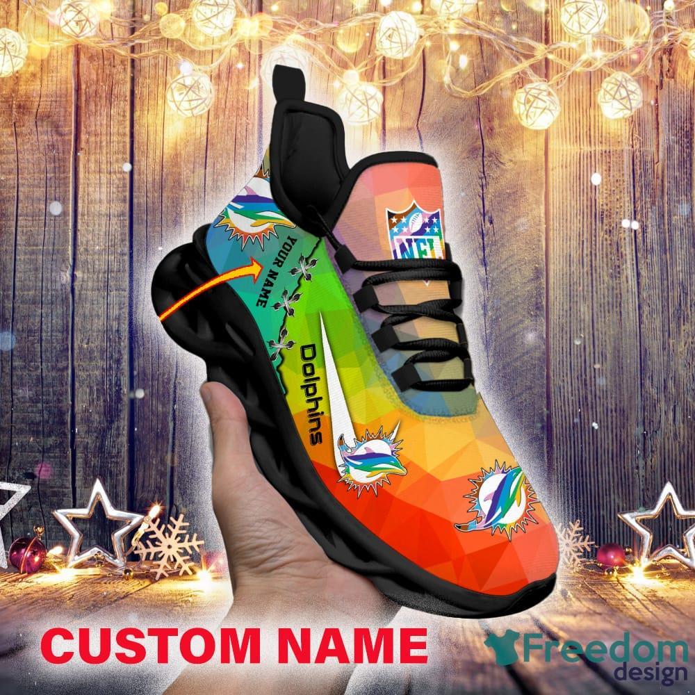 NFL Miami Dolphin Chunky Sneakers Black White Max Soul Shoes Men Women -  Freedomdesign