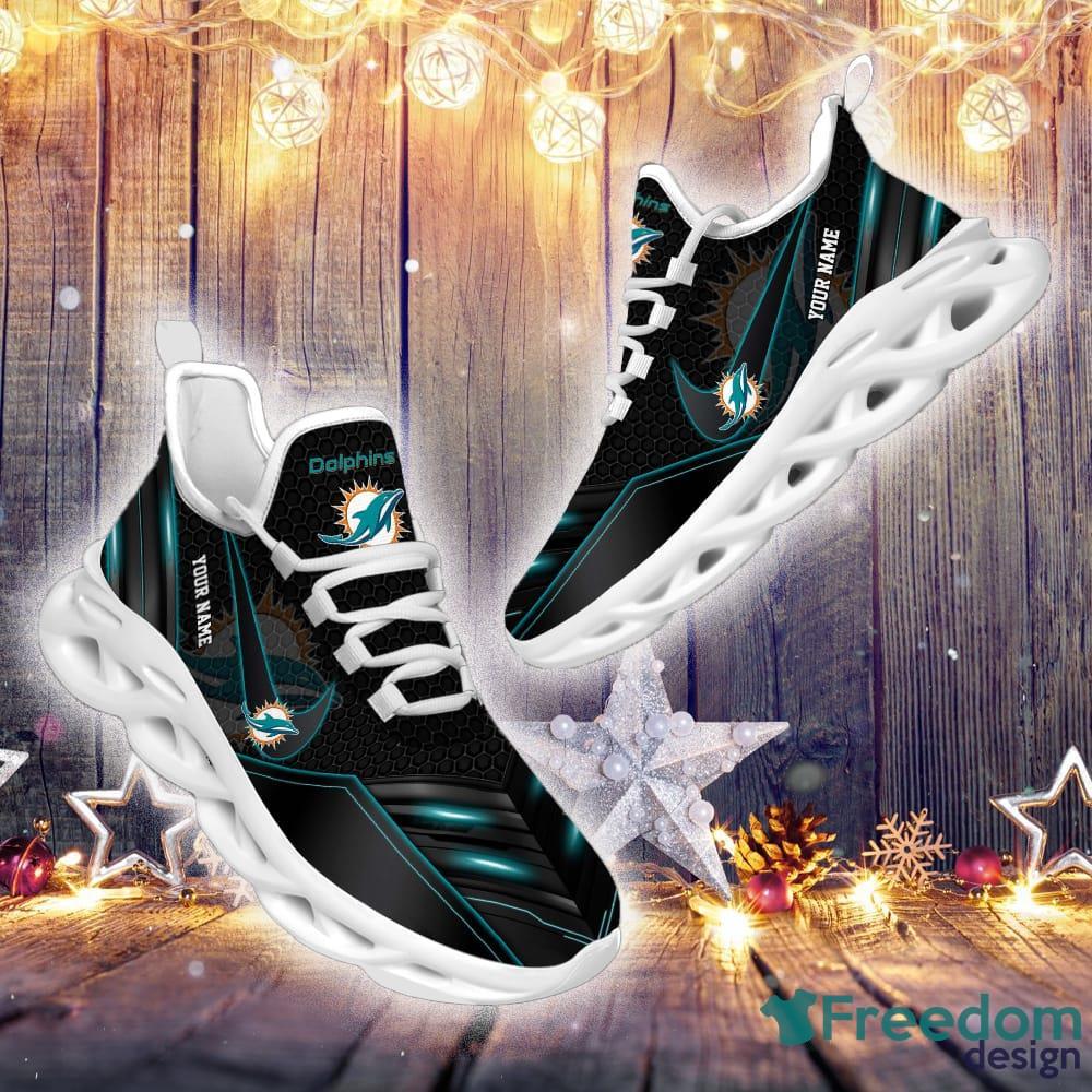 Miami Dolphins NFL Light Abstract Pattern Custom Name Max Soul Shoes For Men  And Women - Freedomdesign