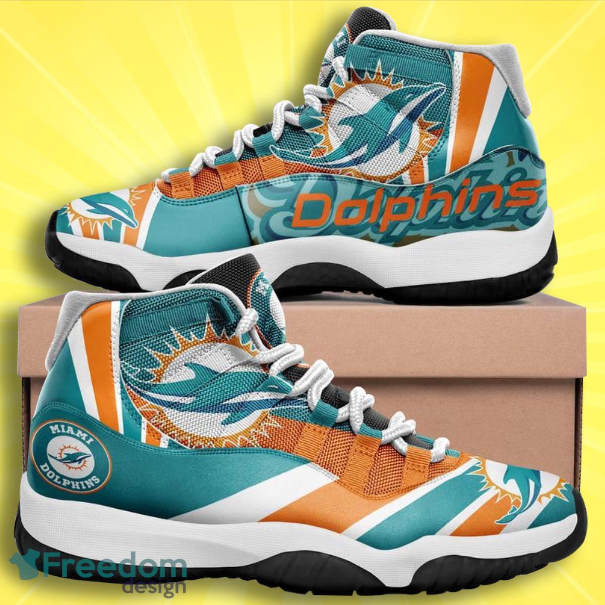 Miami Dolphins Football Team Air Jordan 11 Best Sneakers For Men Women Fans Product Photo 1