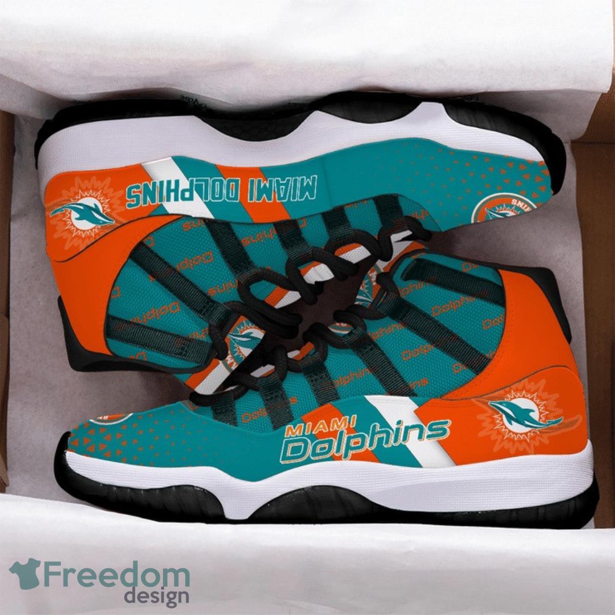 Miami Dolphins Football Team Air Jordan 11 Best Sneakers For Real Fans Product Photo 2