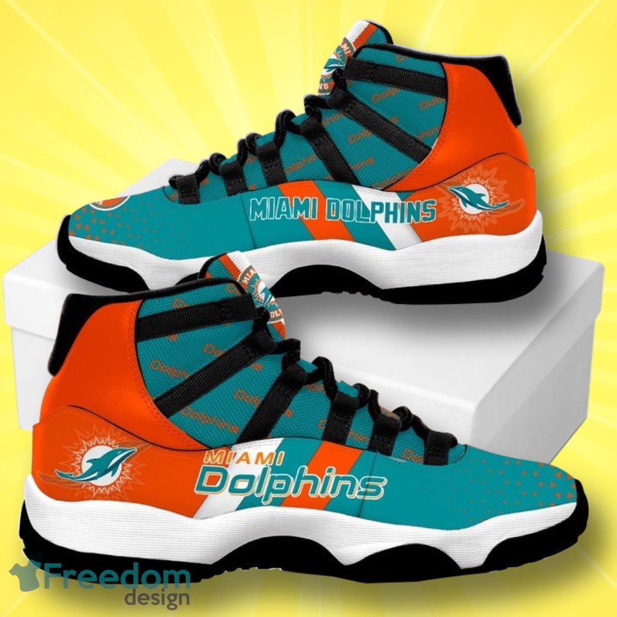 Miami Dolphins Football Team Air Jordan 11 Best Sneakers For Real Fans Product Photo 1