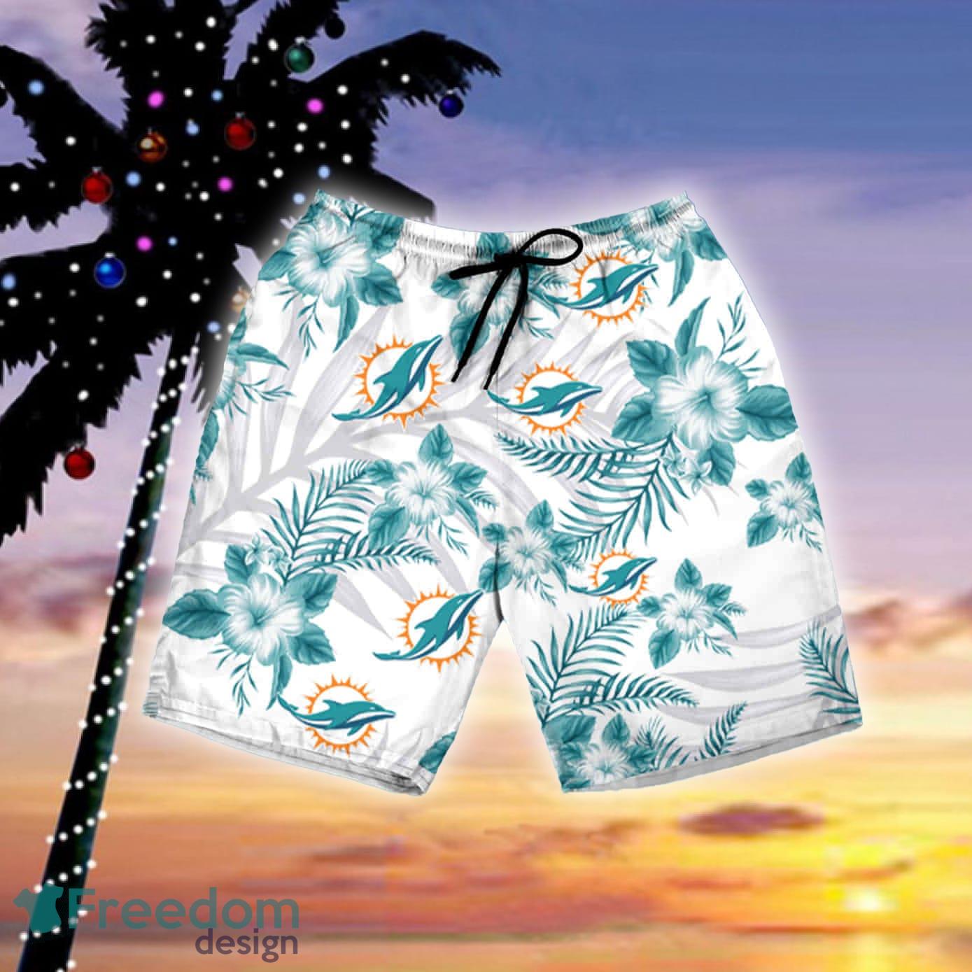 Miami Dolphins Men's 2 Piece Hawaiian Top Set Beach Lightweight Outfits  Gift