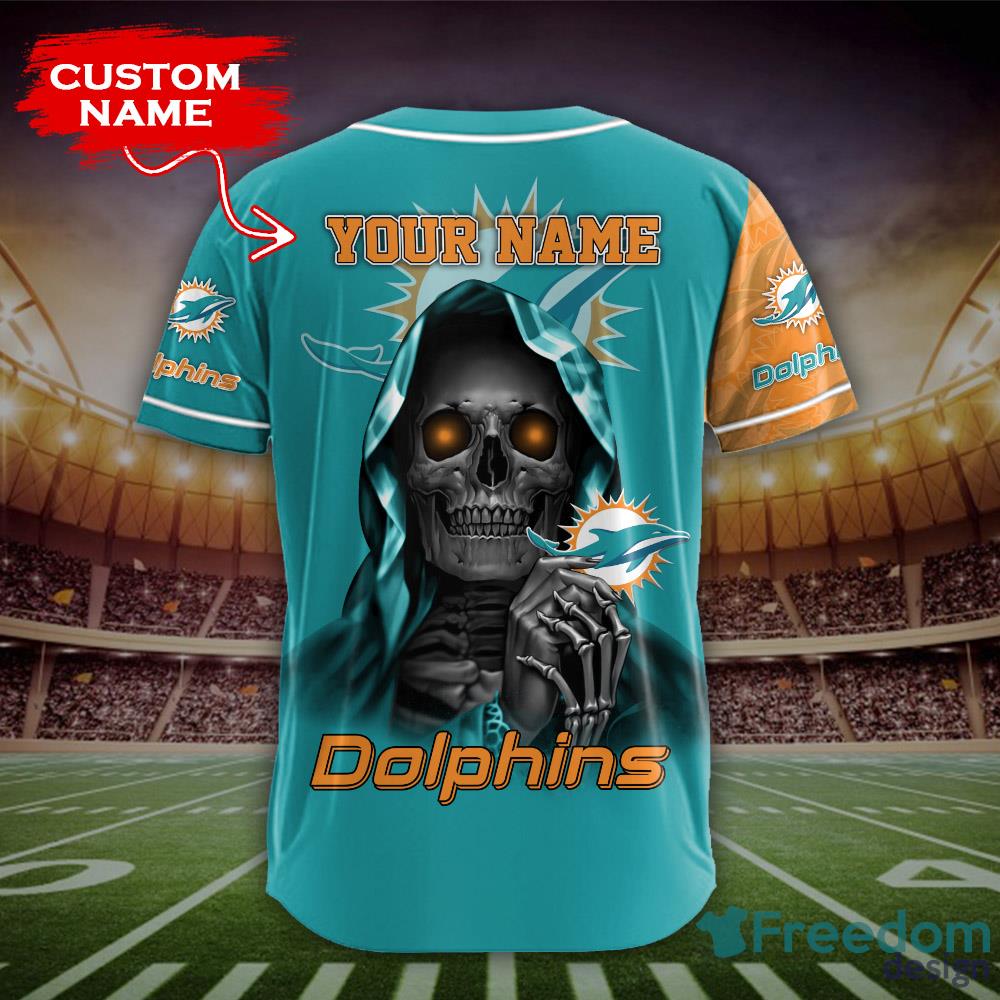 Miami Dolphins Custom Name And Number Baseball Jersey NFL Shirt