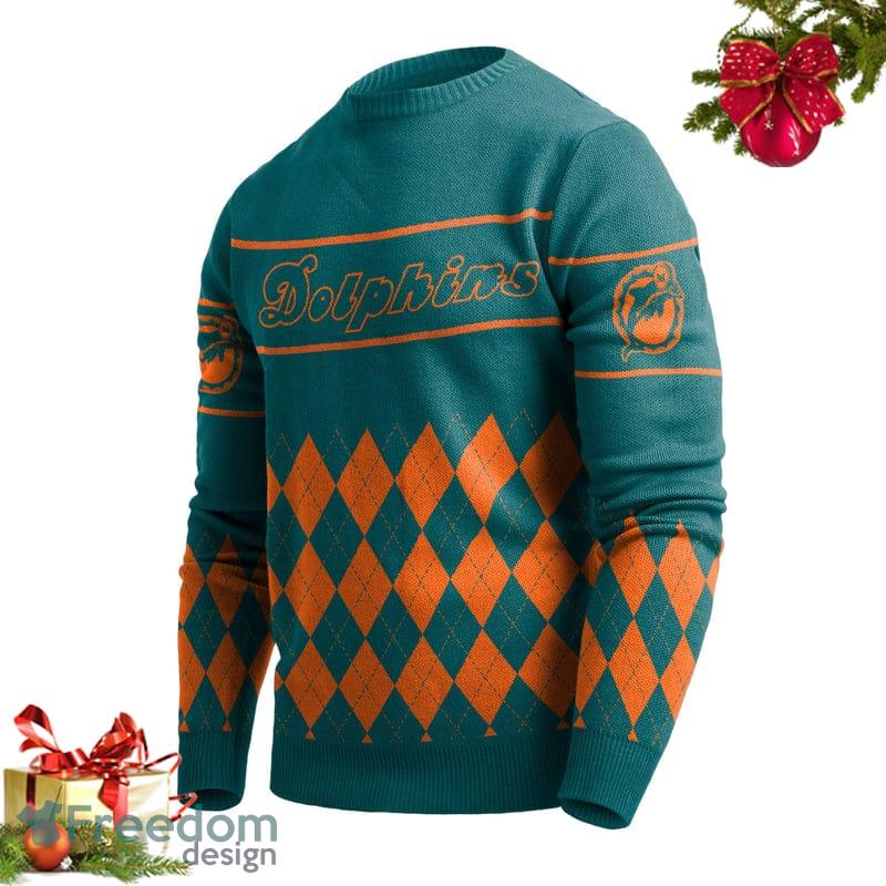 MIAMI DOLPHINS NFL Shop Busy Block Ugly Christmas Sweater Teal