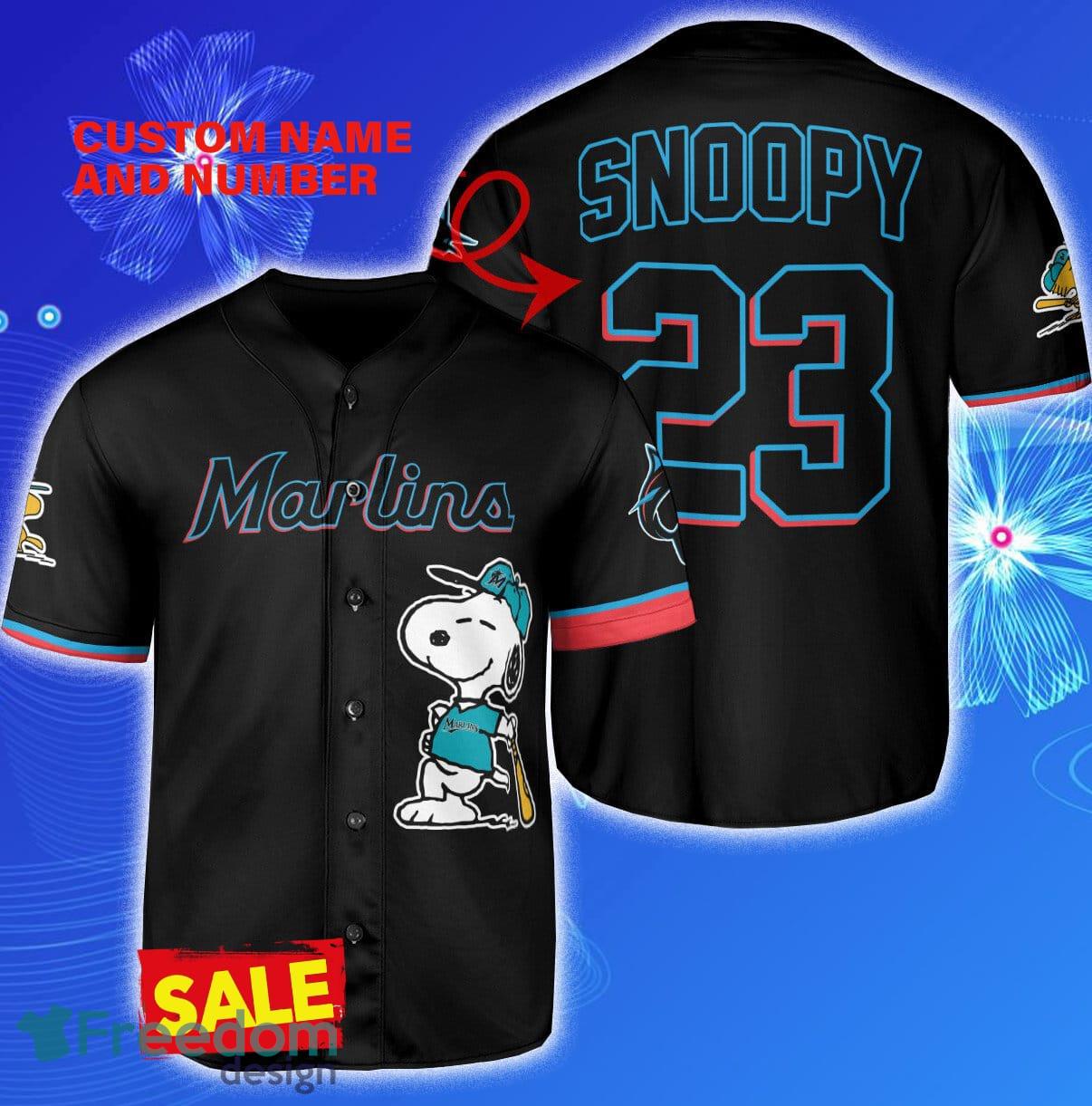 Peanuts Snoopy x Miami Marlins Baseball Jersey Wl - Scesy