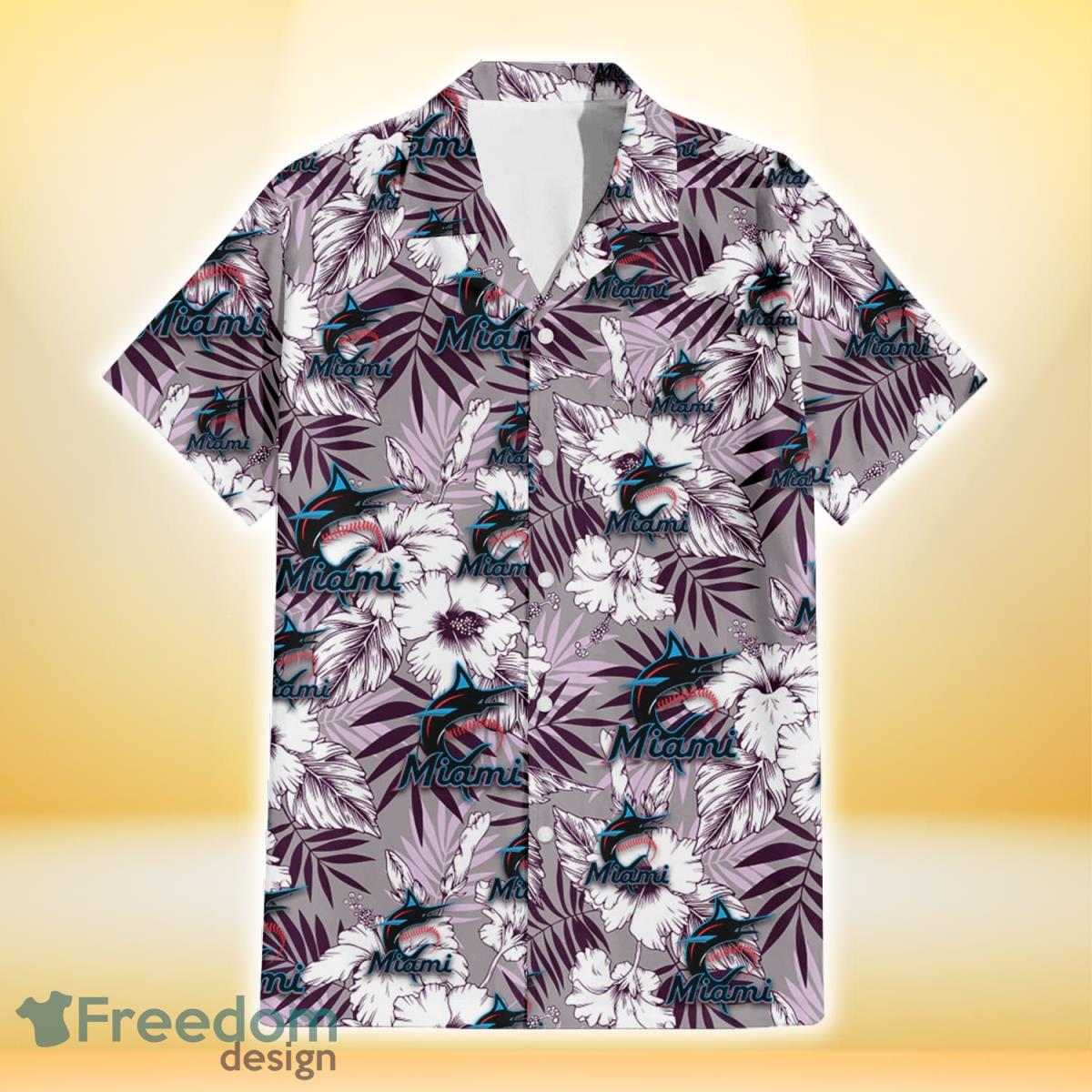 Miami Marlins Pink Hibiscus Tropical Men And Womwn Summer Gift Hawaiian  Shirt - Freedomdesign