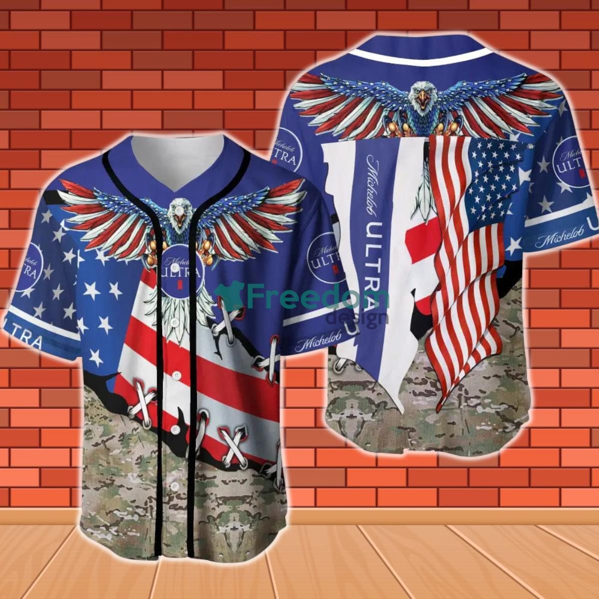 Michelob Ultra Eage USA Flag Baseball Jersey Product Photo 1