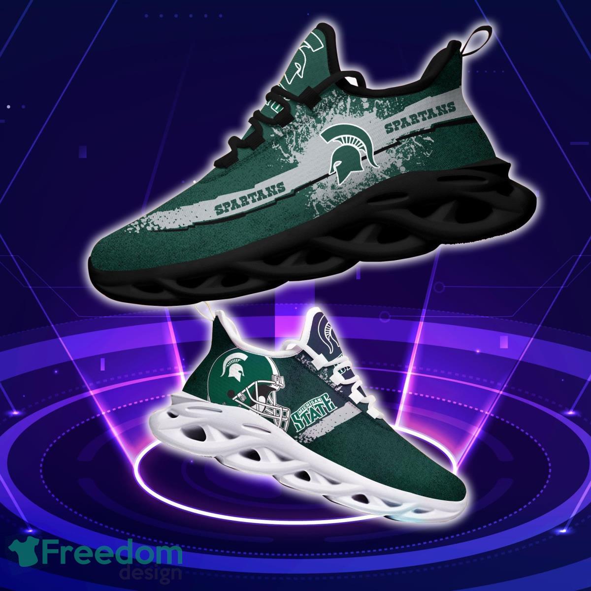 Michigan State Spartans Logo Helmet And Splatter Background Max Soul Shoes Best Sneakers For Fans Product Photo 1