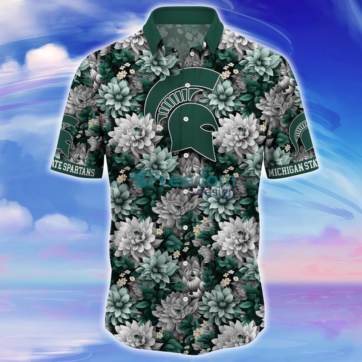 NCAA Michigan State Spartans Flower Cheap Hawaiian Shirt 3D Shirt