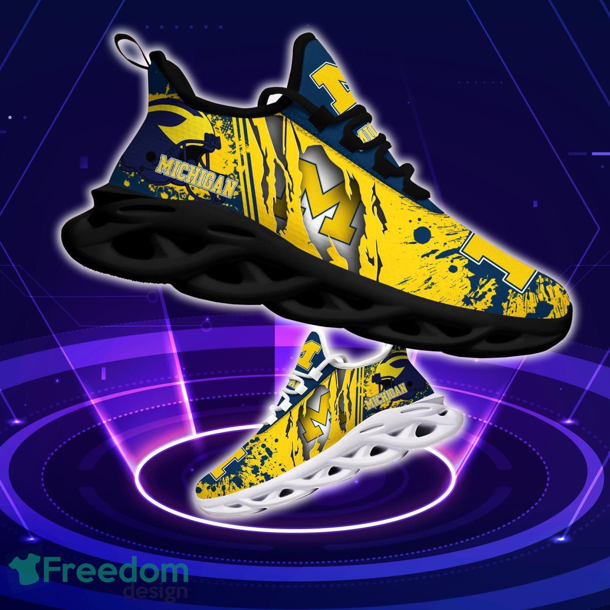 Michigan Wolverines Logo Torn And Splatter Background Max Soul Shoes Best Sneakers For Fans Product Photo 1