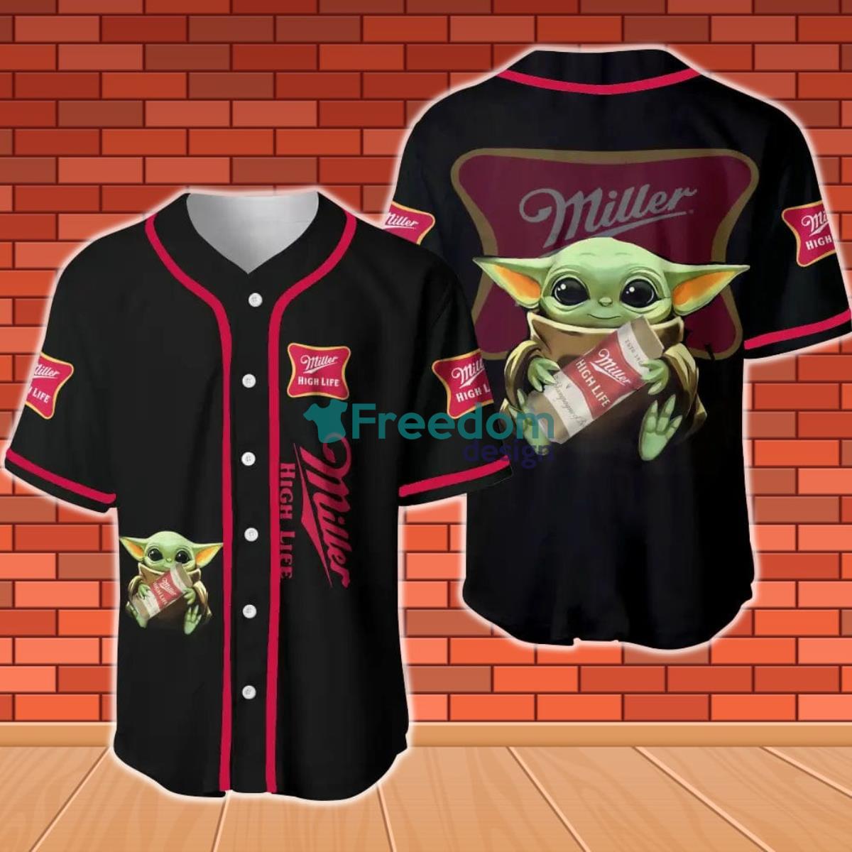 Miller High Life Baby Yoda Baseball Jersey Product Photo 1