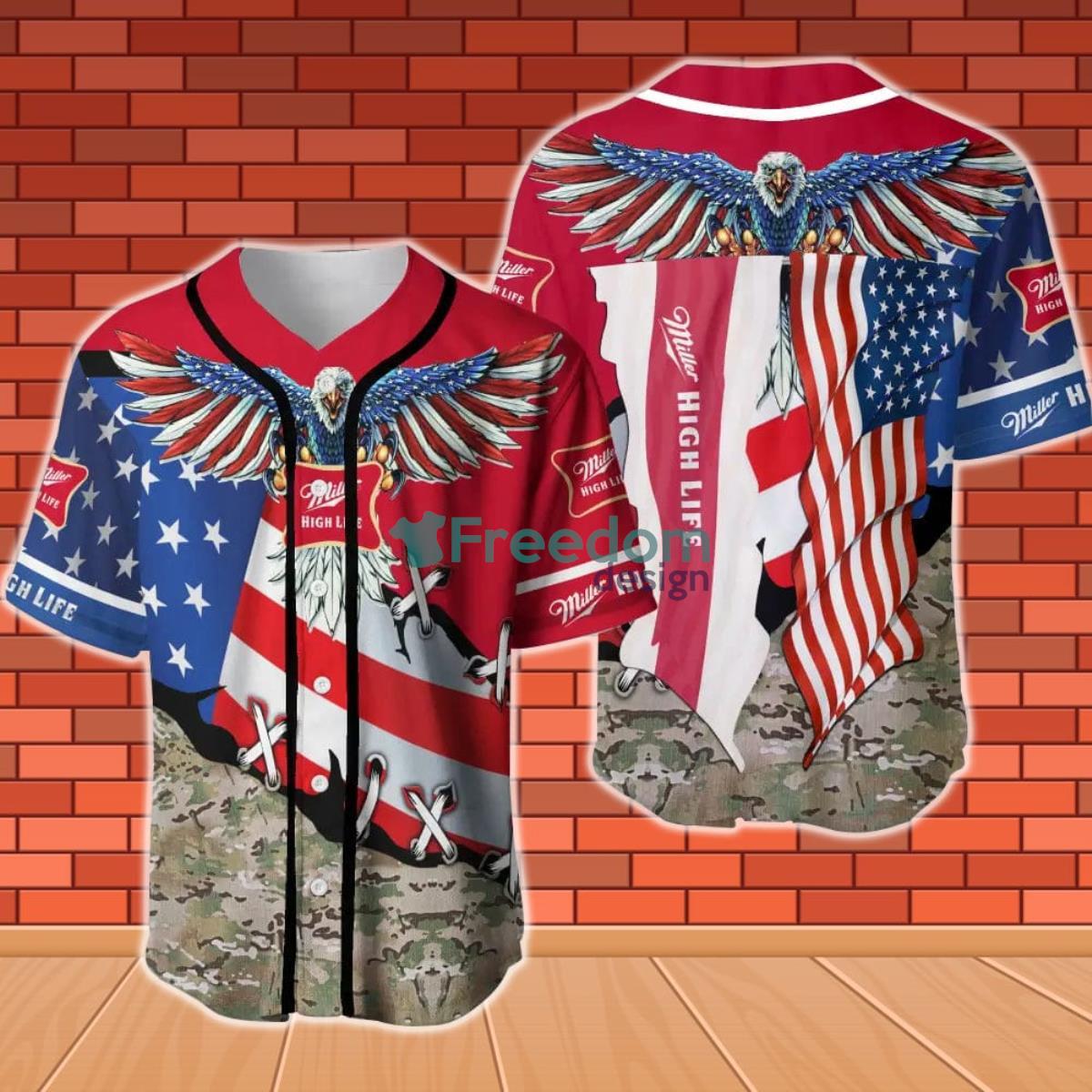 Men's Retro American Flag Baseball Jersey - Classic Breathable