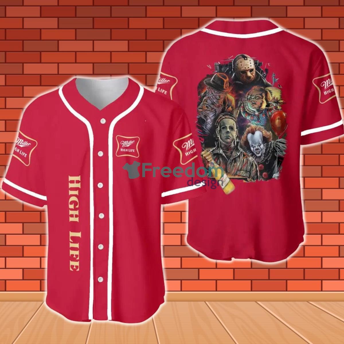 Miller High Life Halloween Horror Character Baseball Jersey Product Photo 1