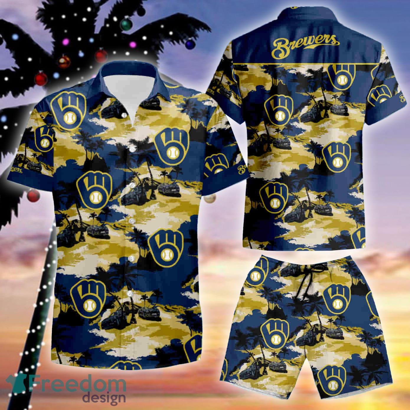 MILWAUKEE BREWERS TOMMY BAHAMA Resort Combo Hawaiian Shirt And Short -  Freedomdesign