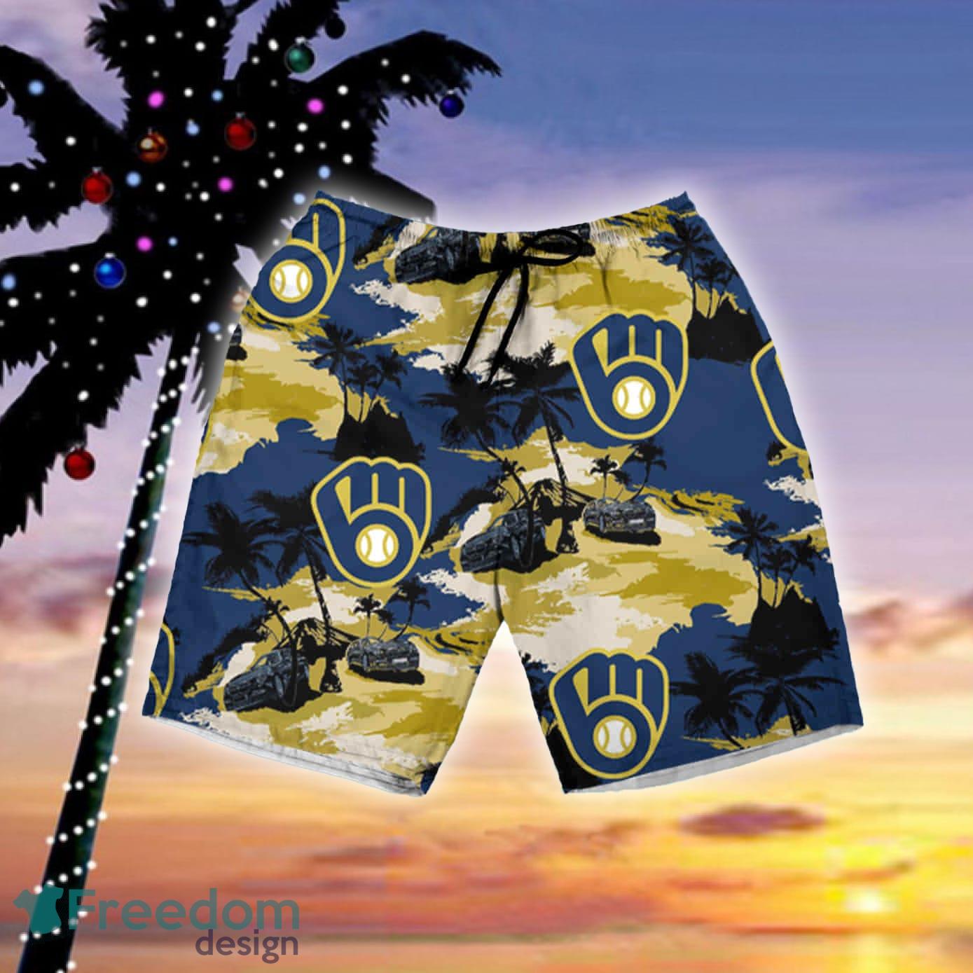 OwlOhh Milwaukee Brewers Tommy Bahama Hawaiian Shirt Summer Button Up Shirt for Men Beach Wear Short Sleeve Hawaii Shirt