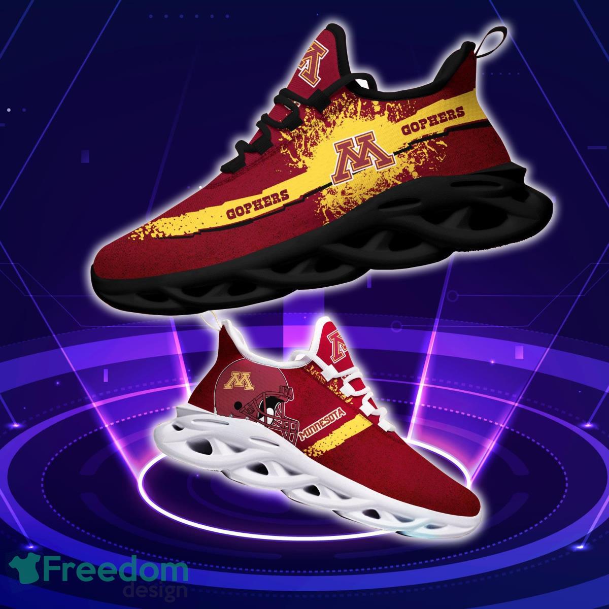 Minnesota Golden Gophers Logo Helmet And Splatter Background Max Soul Shoes Best Sneakers For Fans Product Photo 1