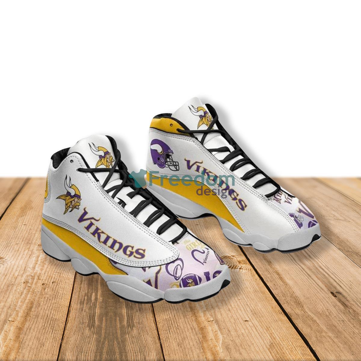 Minnesota Vikings Football Team Air Jordan 13 Shoes For Fans Product Photo 1