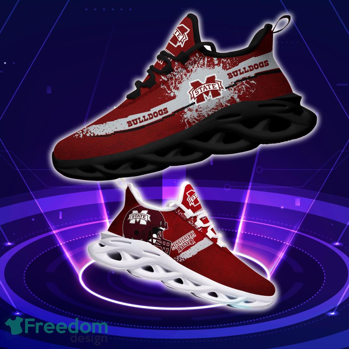 Mississippi State Bulldogs Logo Helmet And Splatter Background Max Soul Shoes Best Sneakers For Fans Product Photo 1