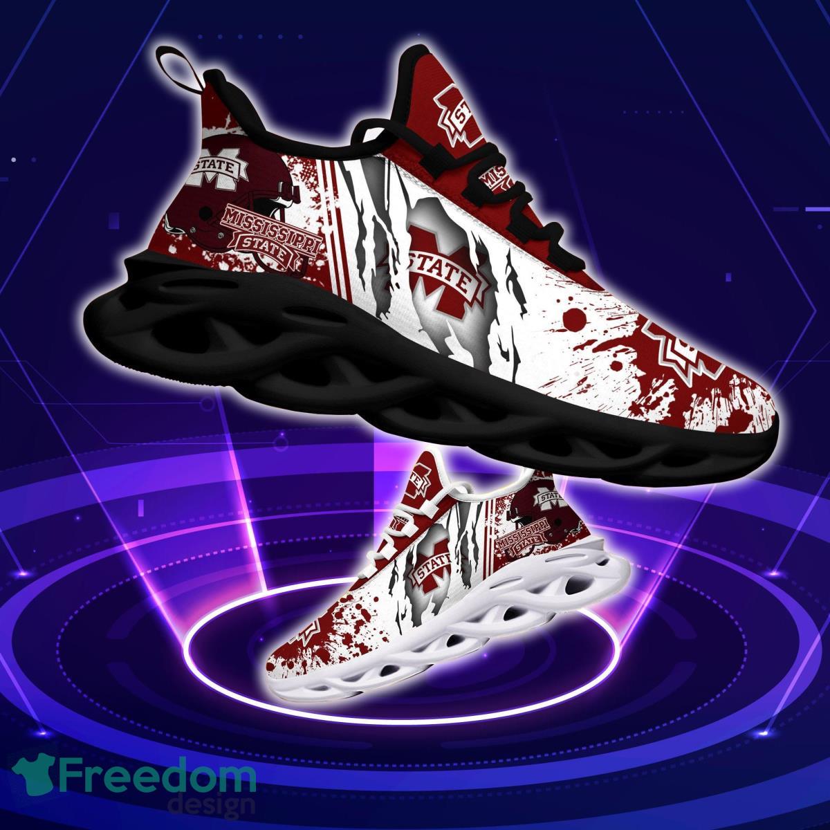 Mississippi State Bulldogs Logo Torn And Splatter Background Max Soul Shoes Best Sneakers For Fans Product Photo 1