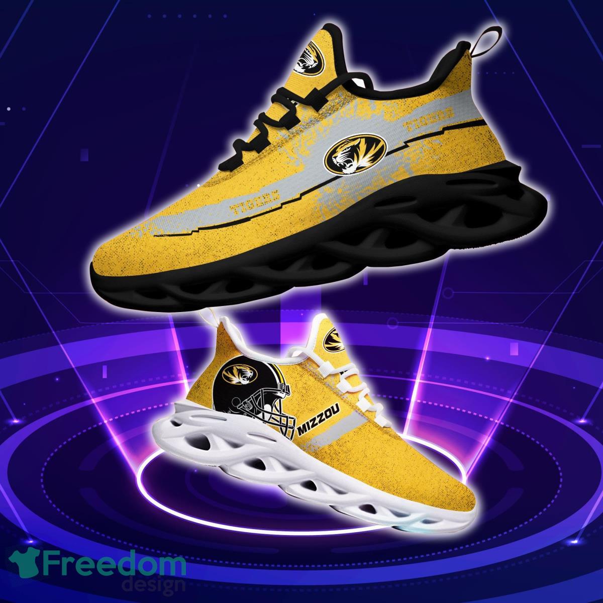 Missouri Tigers Logo Helmet And Splatter Background Max Soul Shoes Best Sneakers For Fans Product Photo 1