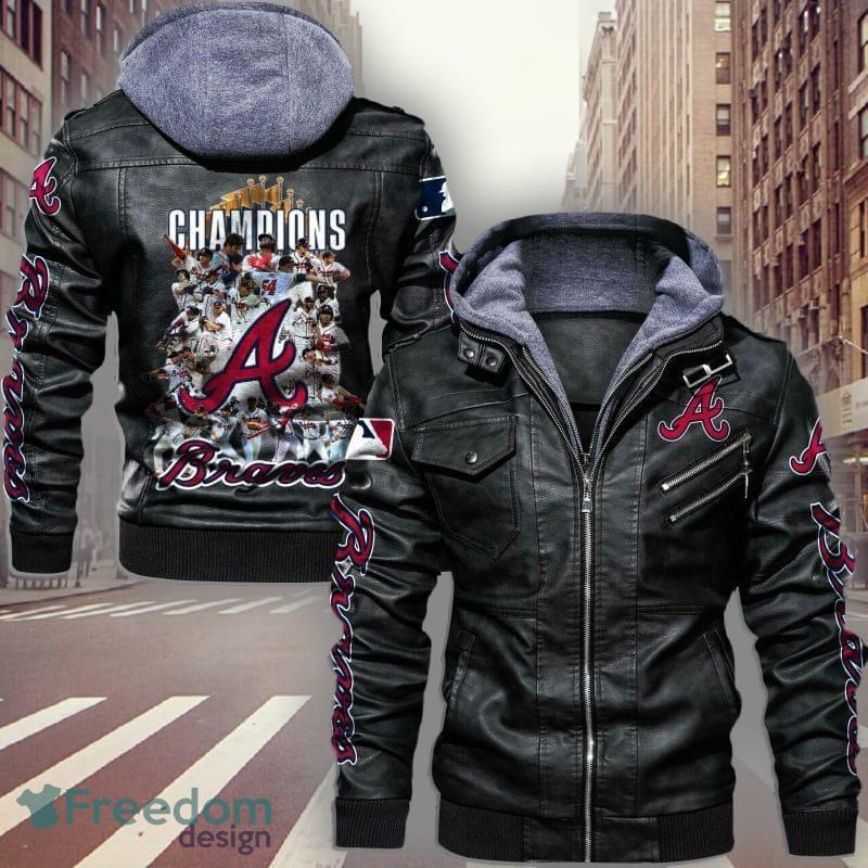 MLB Atlanta Braves Design 3 Logo Black And Brown Leather Jacket For Fans -  Freedomdesign