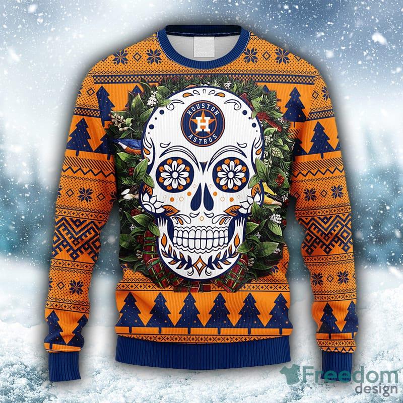 MLB Houston Astros Skull Flower Ugly 3D Sweater For Men And Women