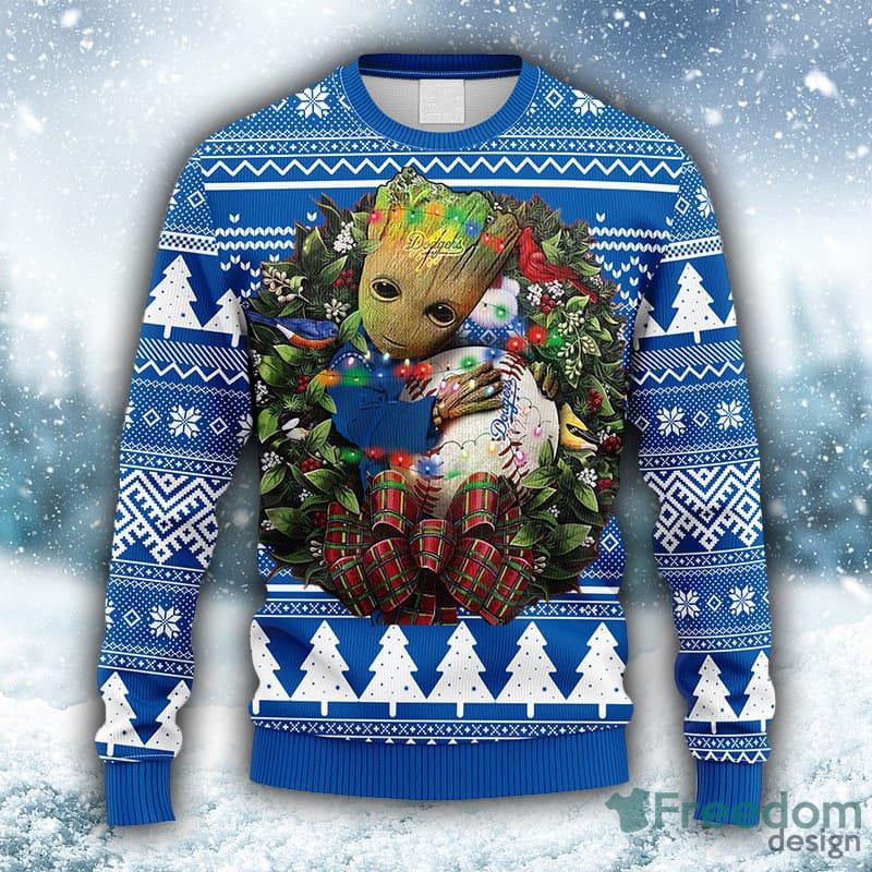 MLB Los Angeles Dodgers Baby Groot And Grinch Ugly Christmas Sweater