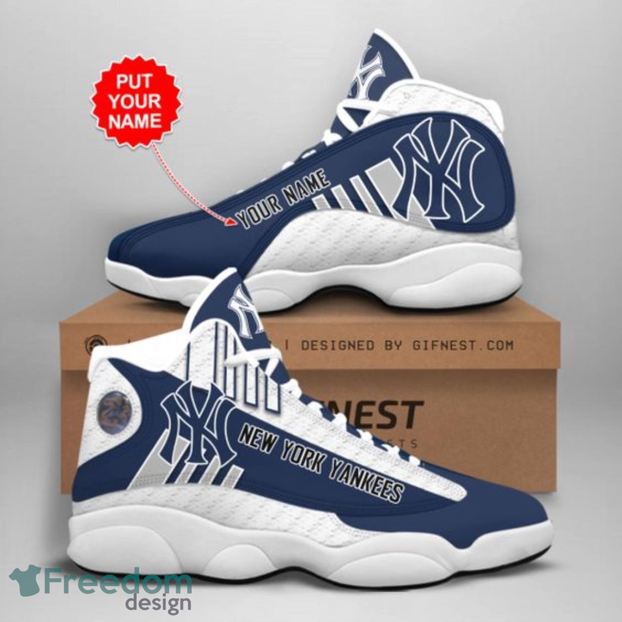 MLB New York Yankees Air Jordan 13 Shoes Custom Name Product Photo 1