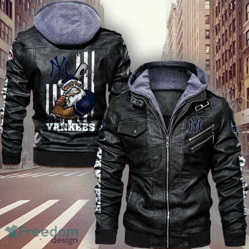 MLB New York Yankees Design 5 Logo Black And Brown Leather Jacket