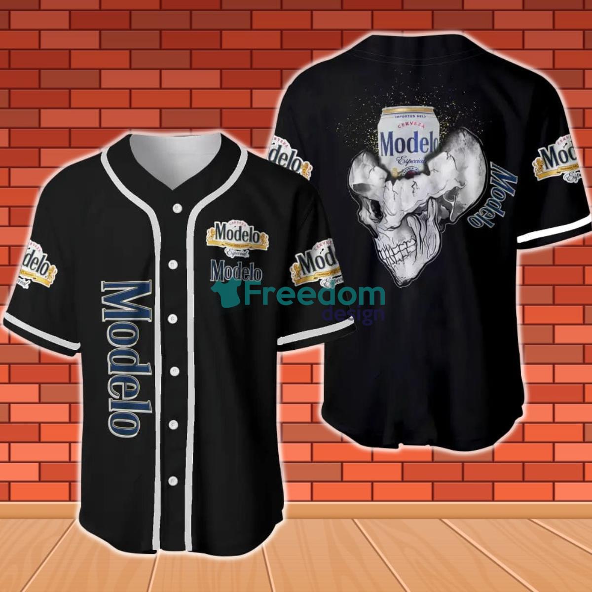 Modelo Beer Skull Halloween Baseball Jersey Product Photo 1