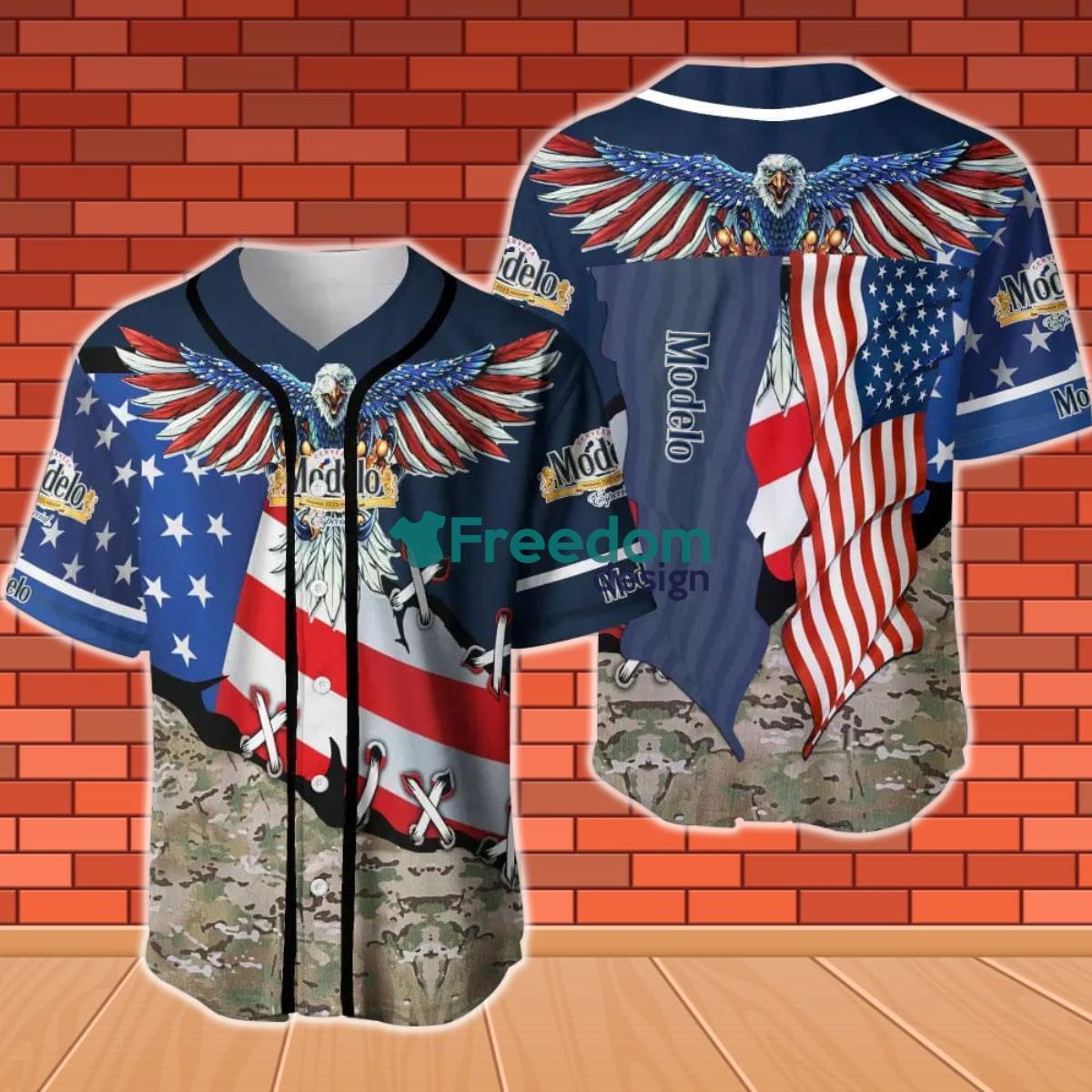 Modelo Eage USA Flag Baseball Jersey Product Photo 1