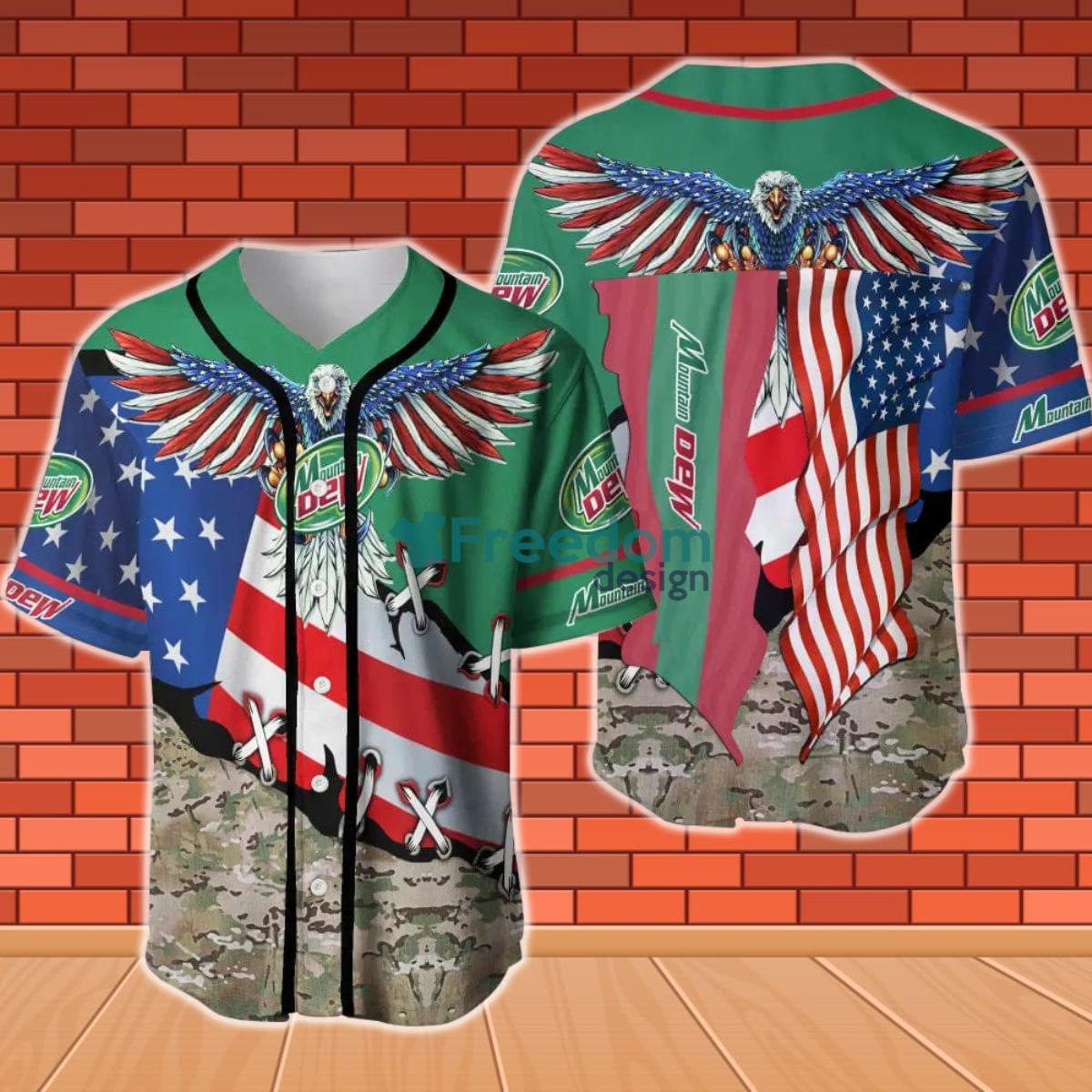 Mountain Dew Eage USA Flag Baseball Jersey Product Photo 1