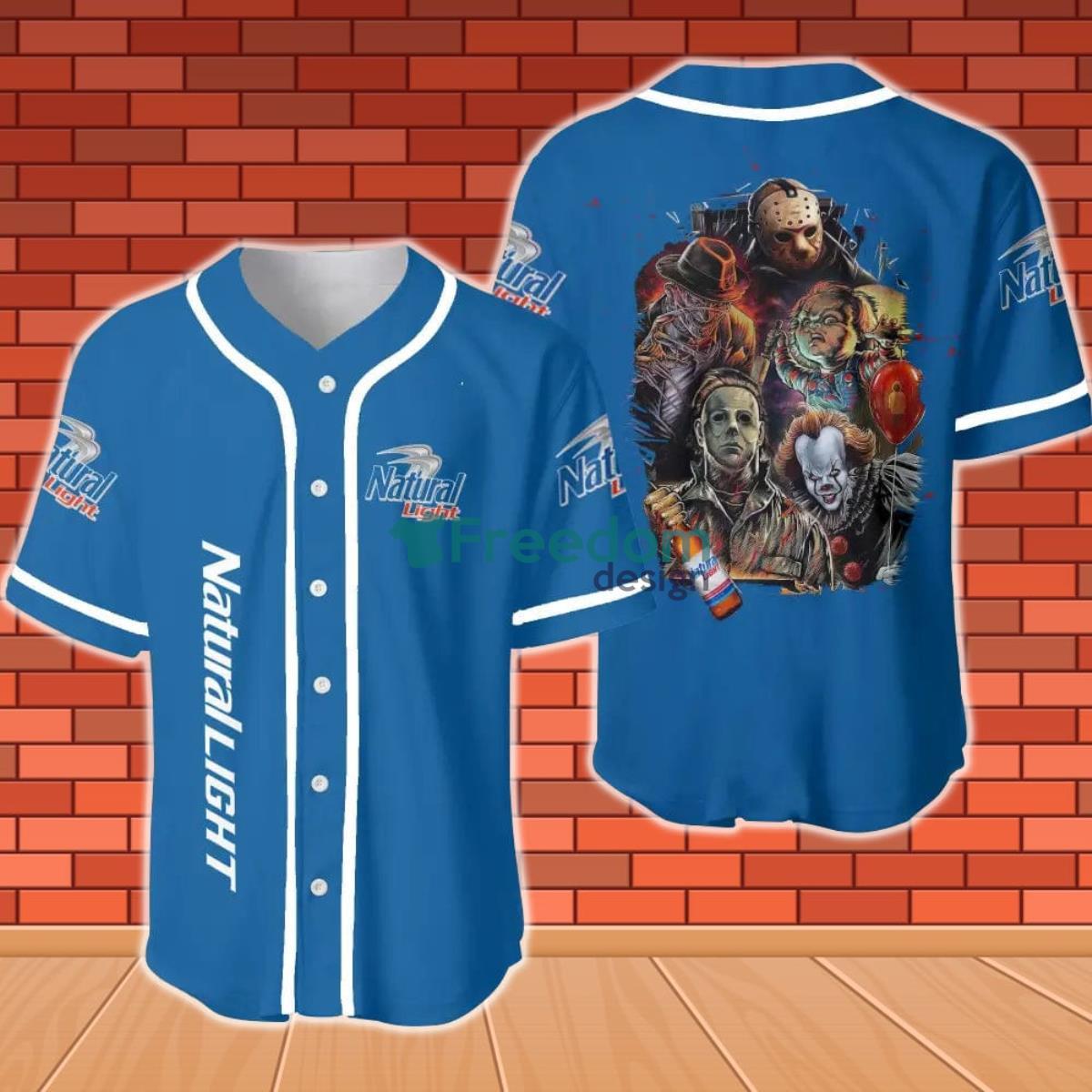 Natural Light Halloween Horror Character Baseball Jersey Product Photo 1