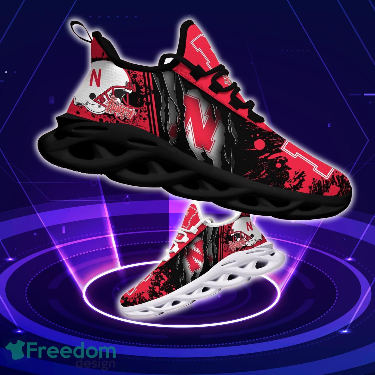 Nebraska Cornhuskers Logo Torn And Splatter Background Max Soul Shoes Best Sneakers For Fans Product Photo 1