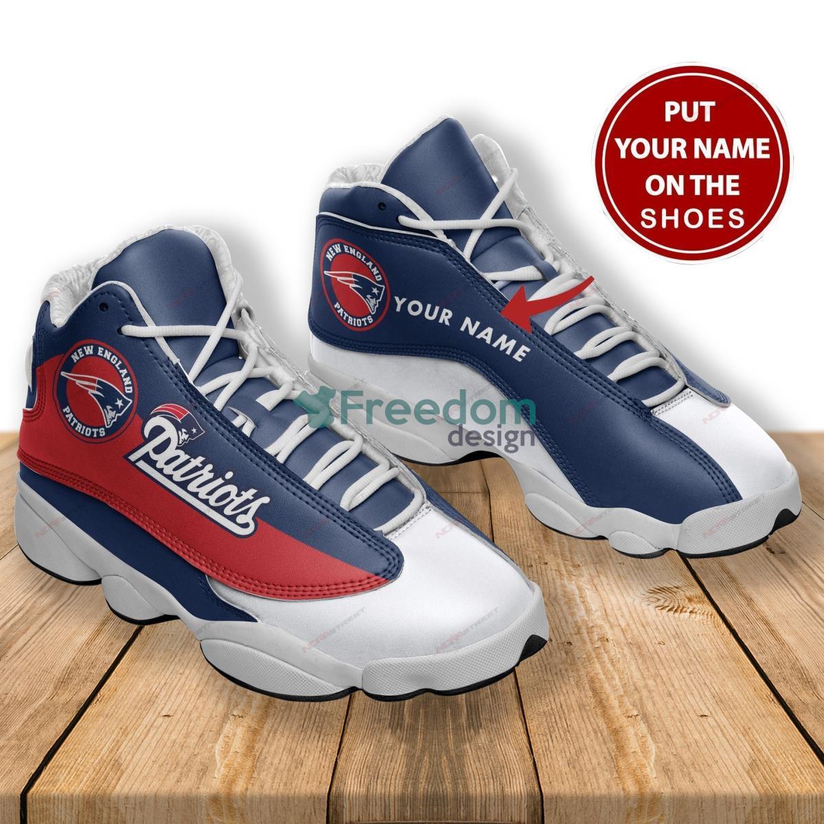 New England Patriots Football Team Custom Name Air Jordan 13 Shoes Product Photo 2