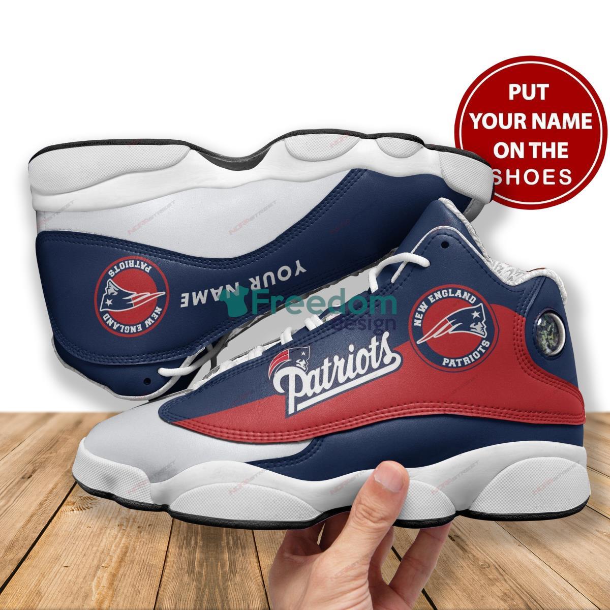 New England Patriots Football Team Custom Name Air Jordan 13 Shoes Product Photo 1