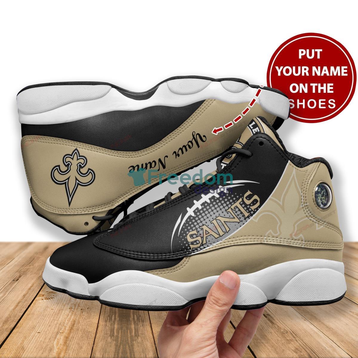 New Orleans Saints Football Team Air Custom Name Air Jordan 13 Shoes Product Photo 1