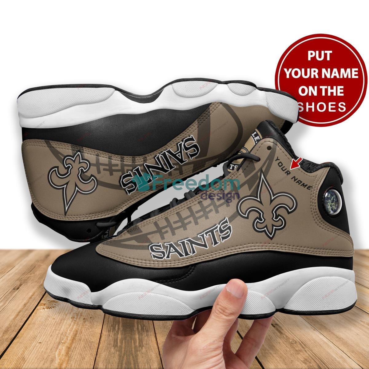 New Orleans Saints Football Team Custom Name Air Jordan 13 Shoes Product Photo 2