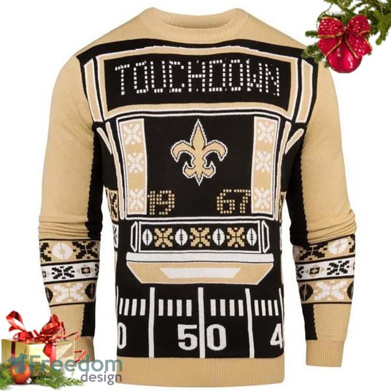 Men's Black/Gold New Orleans Saints Light Up Ugly Sweater