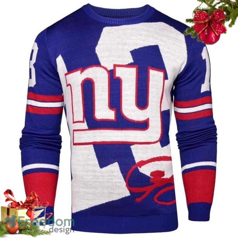 NFL NY Giants 3D Advent Custom Number And Name Ugly Christmas Sweater Blue  Gift Fans - Freedomdesign