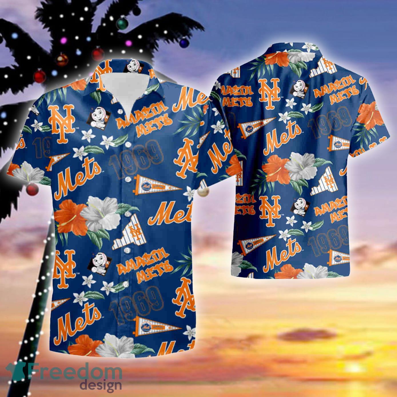 New York Mets Mlb Tommy Bahama Hawaiian Shirt And Short Set - Freedomdesign