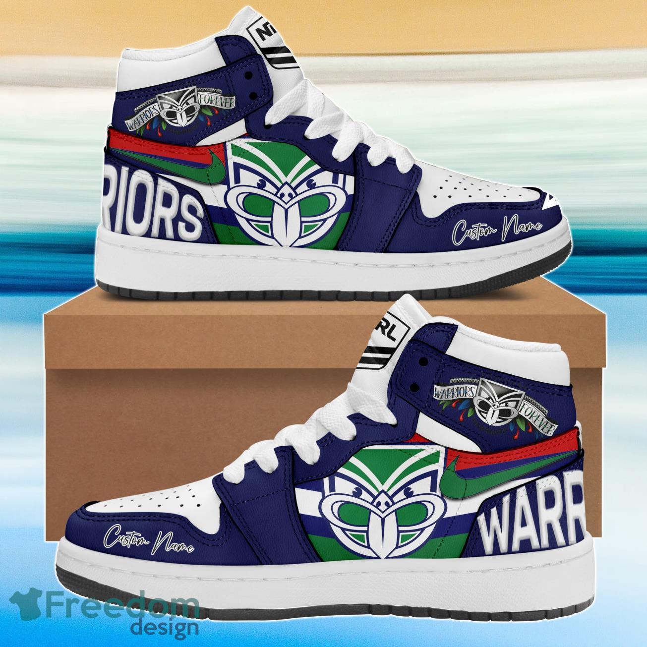 New Zealand Warriors Air Jordan Hightop Shoes Custom Name Product Photo 1